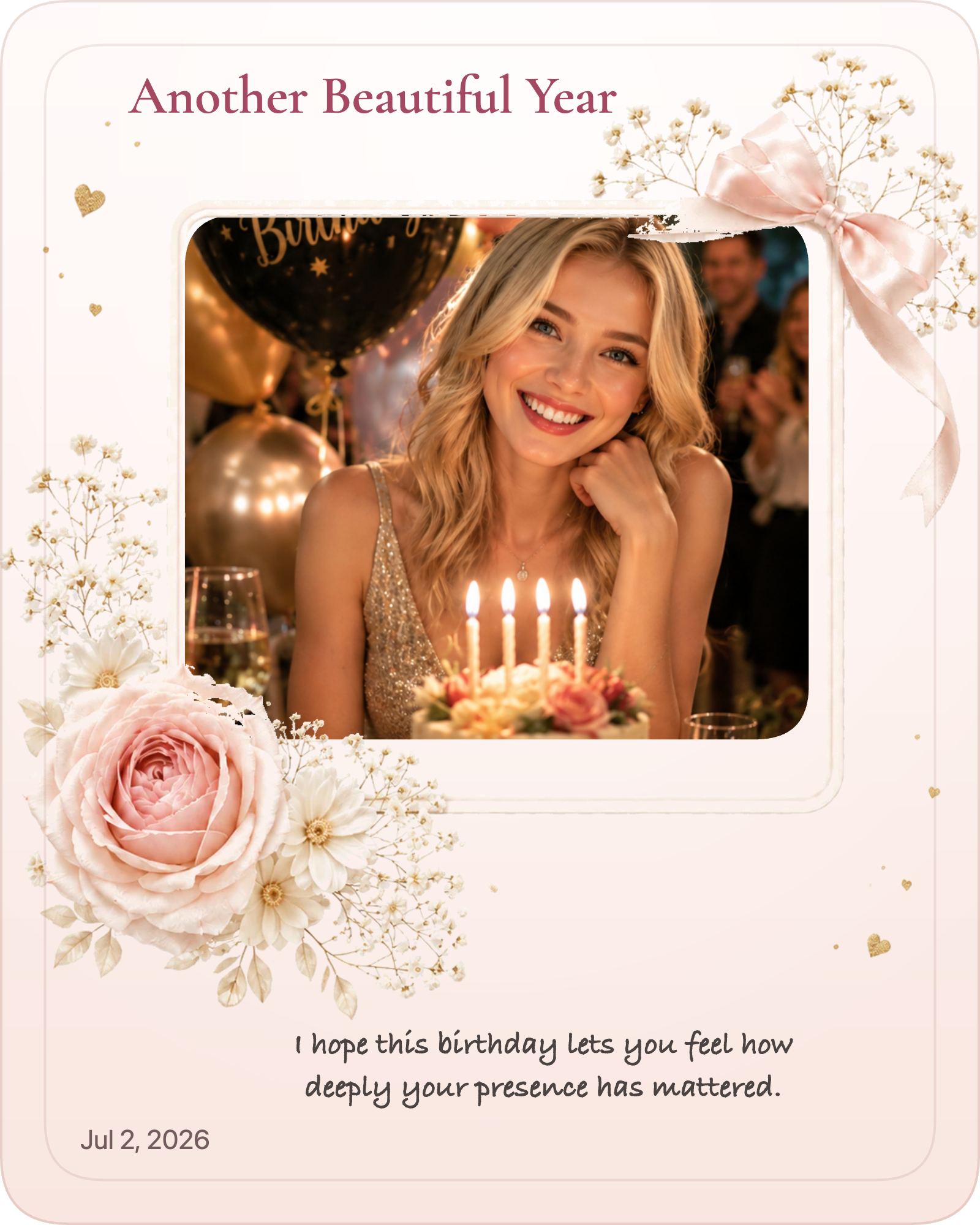 Finished birthday keepsake made from one portrait photo