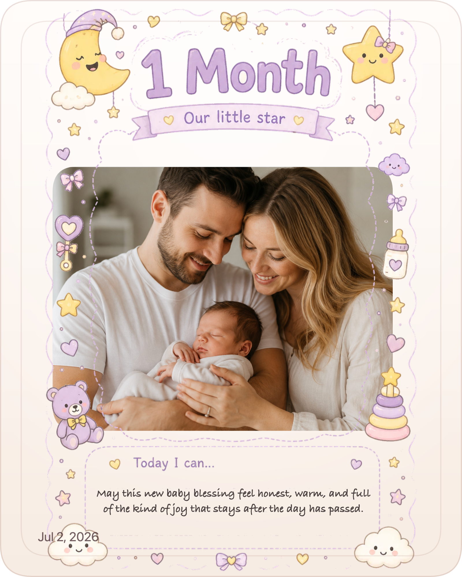 Finished new baby photo gift example