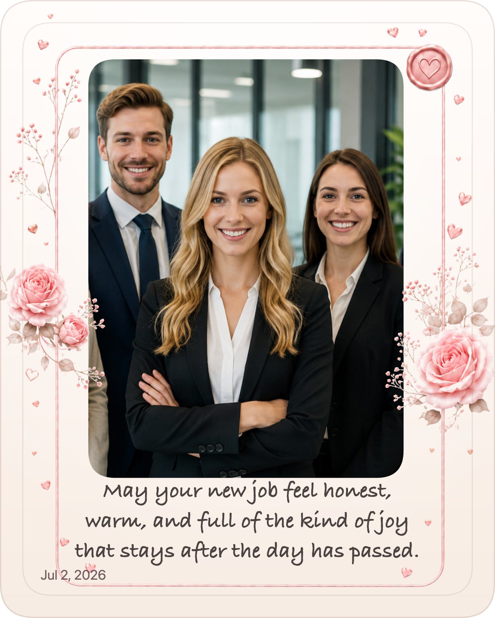 Finished new job photo gift example