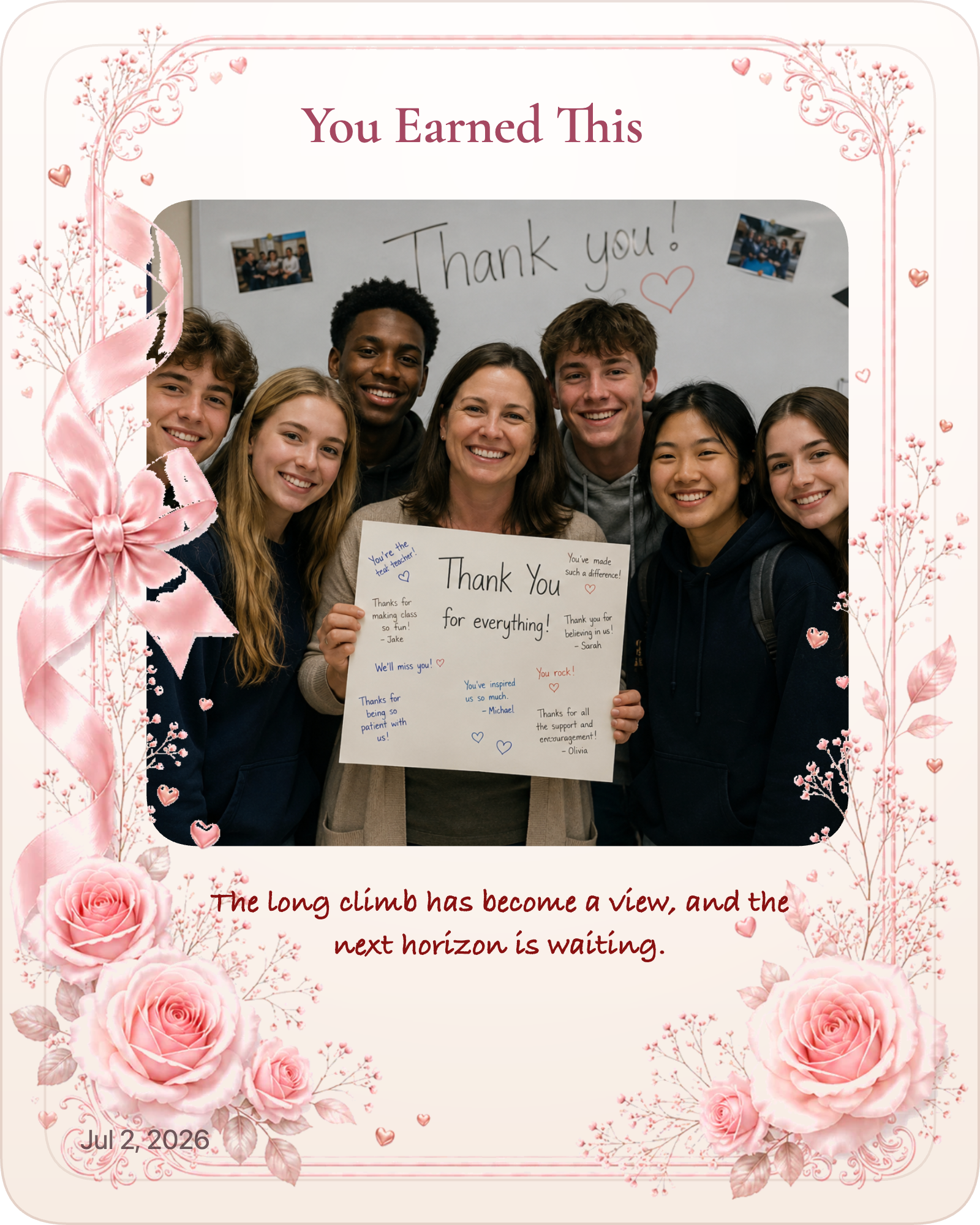 Finished teacher appreciation photo gift example