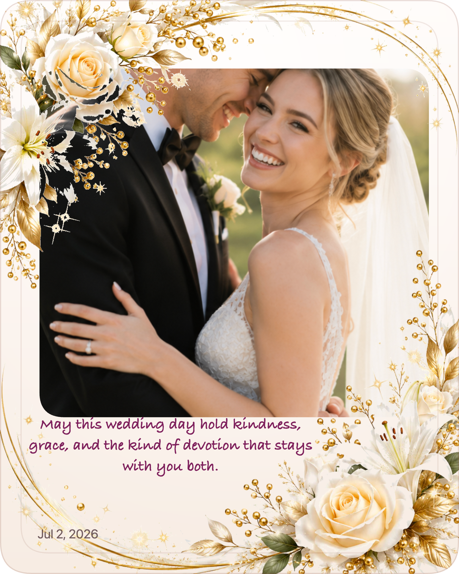 Personalized digital wedding keepsake created with ImgKit Gift Studio
