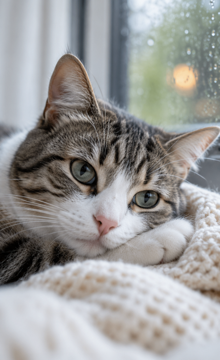 A close-up photo of a cat