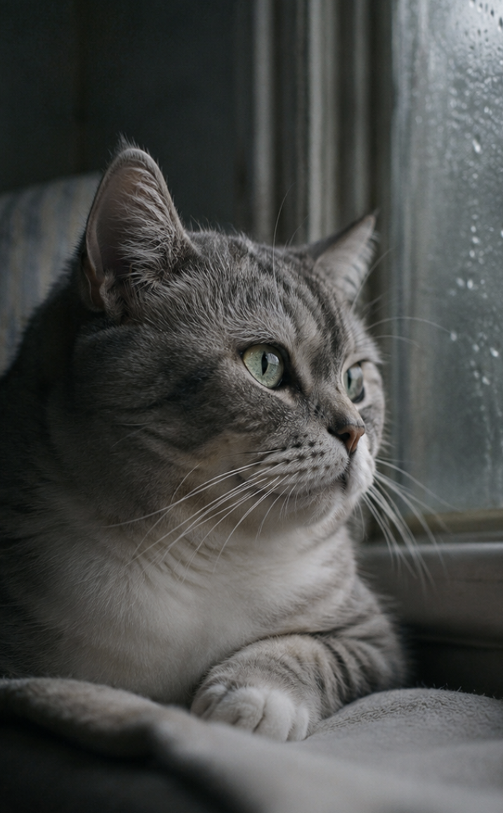 A side-profile portrait of a cat